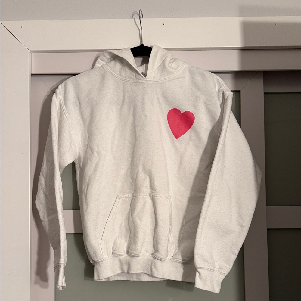 White Hoodie with pink Heart & Self Love Club